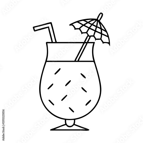 pi a colada icon, pi a colada line art - simple line art of pi a colada, perfect for pi a colada logos and icons
