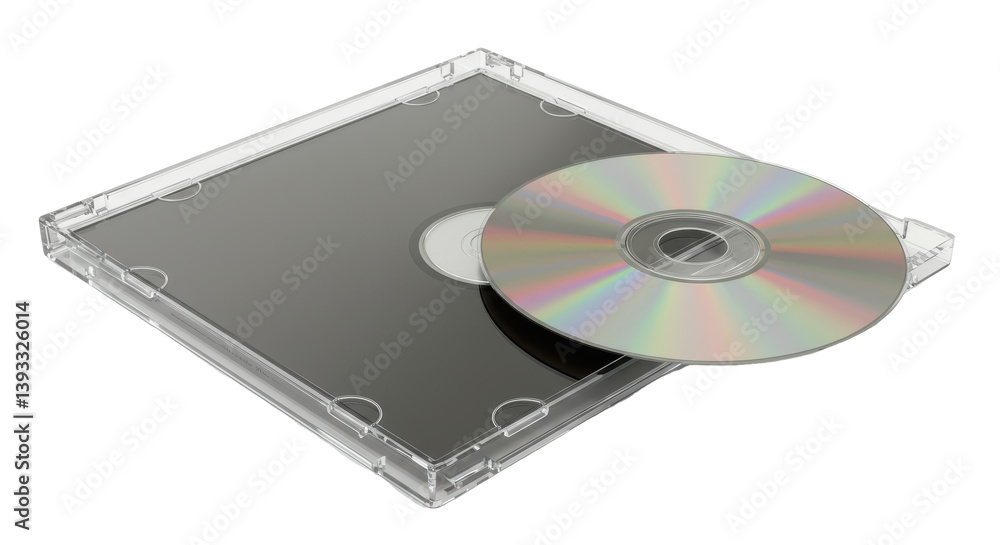 Isolated CD Case with Disc Representing Music or Data Storage Isolated CD Case with Disc Representing Music or Data Storage