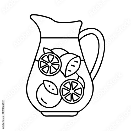 sangria pitcher icon, sangria pitcher line art - simple line art of sangria pitcher, perfect for sangria pitcher logos and icons