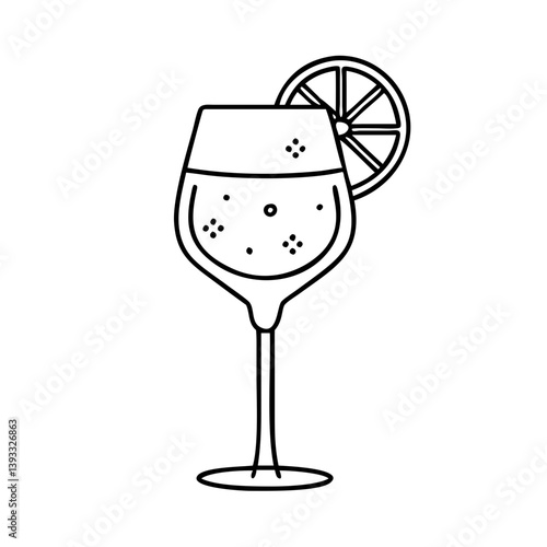 aperol spritz icon, aperol spritz line art - simple line art of aperol spritz, perfect for aperol spritz logos and icons
