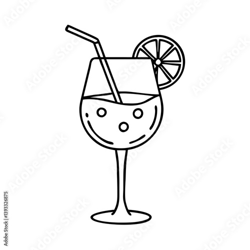 aperol spritz icon, aperol spritz line art - simple line art of aperol spritz, perfect for aperol spritz logos and icons