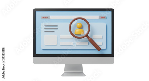 Isolated Computer and Magnifying Glass for Website Search