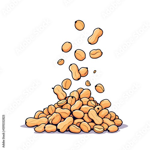Vsai peanuts falling and forming a pile on white background