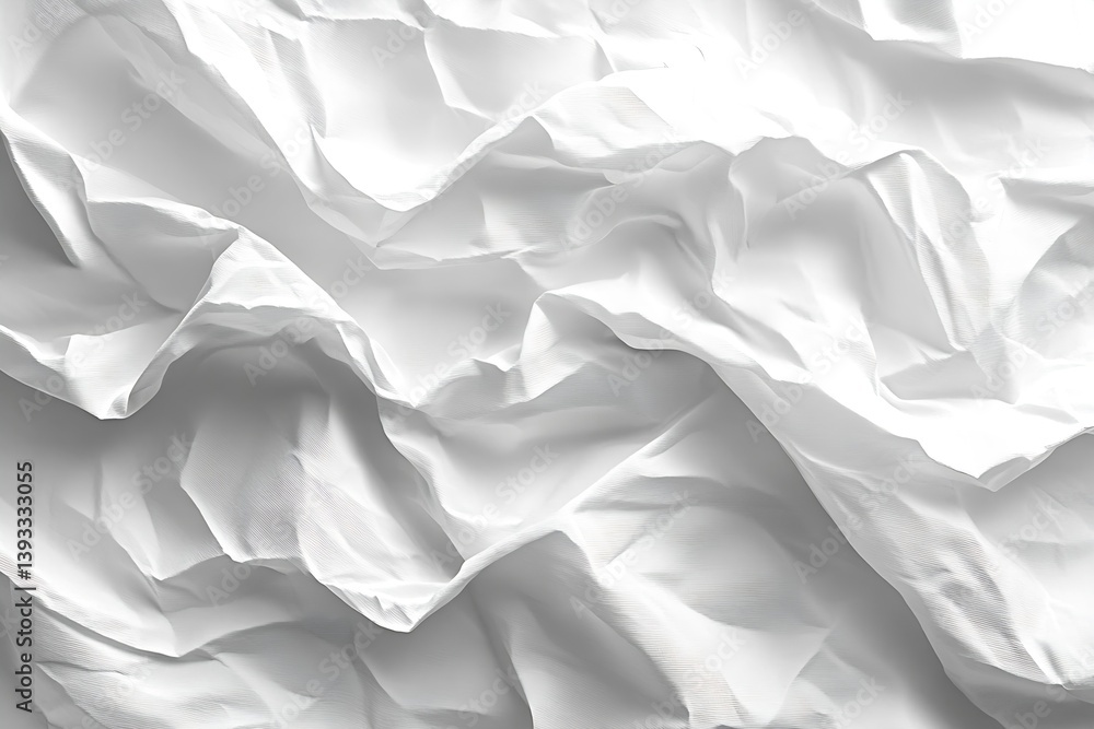 Fototapeta premium Abstract Texture of White Wrinkled Fabric for a Soft and Minimalist Background Design Element : Generative AI