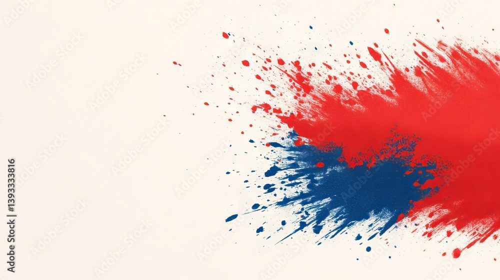 Dynamic red and blue abstract paint splatter art, celebrating creativity and Independence Day, vibrant expressive background Dynamic red and blue abstract paint splatter art, celebrating creativity and Independence Day, vibrant expressive background