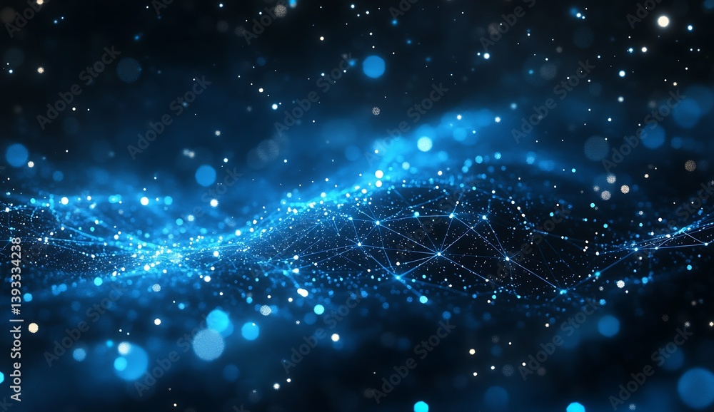 Mystical blue shimmering waves and particles creating a mesmerizing digital landscape of creativity and technology : Generative AI Mystical blue shimmering waves and particles creating a mesmerizing digital landscape of creativity and technology : Generative AI