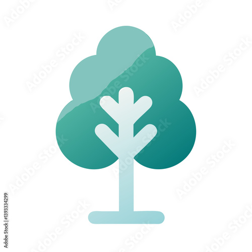 Flat icon of a stylized tree, representing reforestation, clean air, and long-term environmental care.
