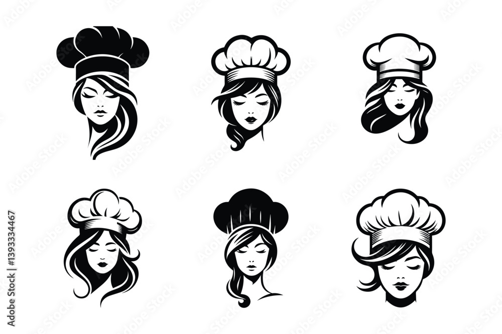 Chef Hats Silhouette set vector Chef Hats Silhouette set vector