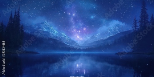 Wallpaper Mural Mystical night landscape by a lake Torontodigital.ca