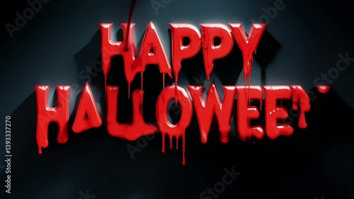 3d animated text happy halloween with blood dripping style, 4k resolution footage