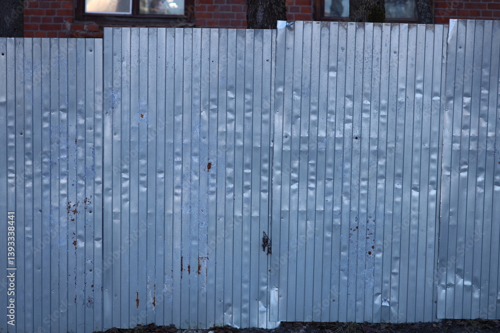 A fire hydrant stands in front of a metal fence, ready for use in an emergency.
