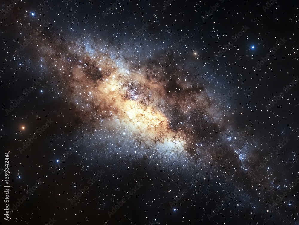 Fototapeta premium The luminous central bulge and surrounding stars in the galaxy