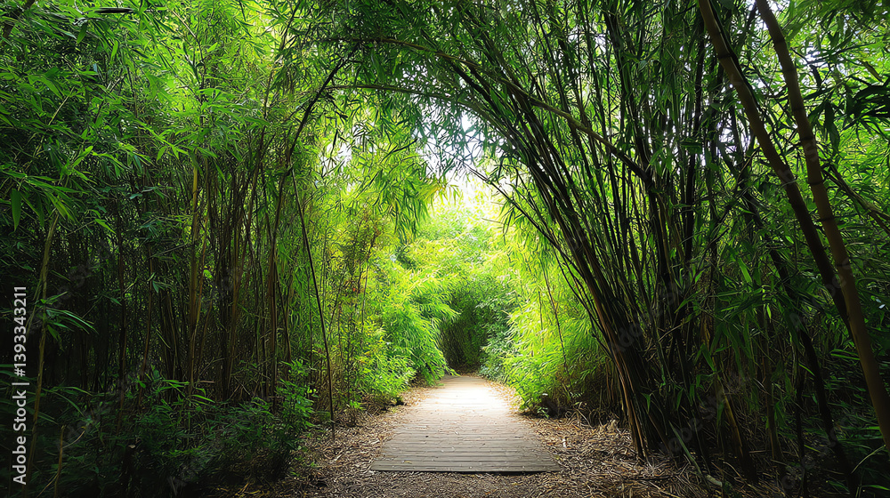 Obraz premium A tranquil path through a bamboo grove