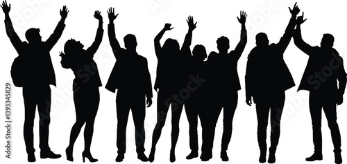 Teamwork Silhouette Vector, Business Meeting Illustration, Professional Collaboration Design