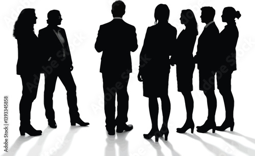 Teamwork Silhouette Vector, Business Meeting Illustration, Professional Collaboration Design