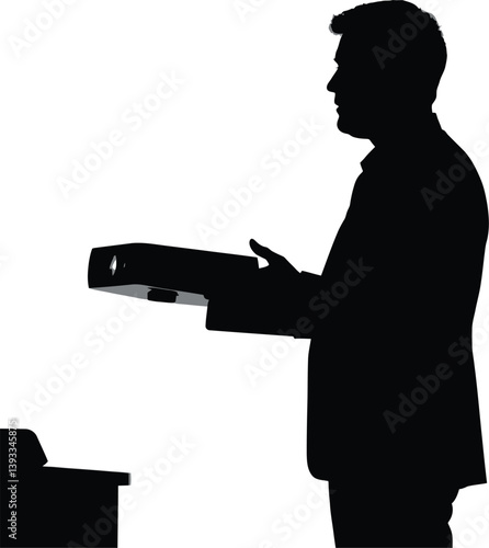 Teamwork Silhouette Vector, Business Meeting Illustration, Professional Collaboration Design
