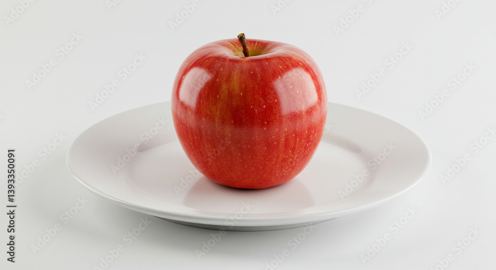 red apple on white plate red apple on white plate