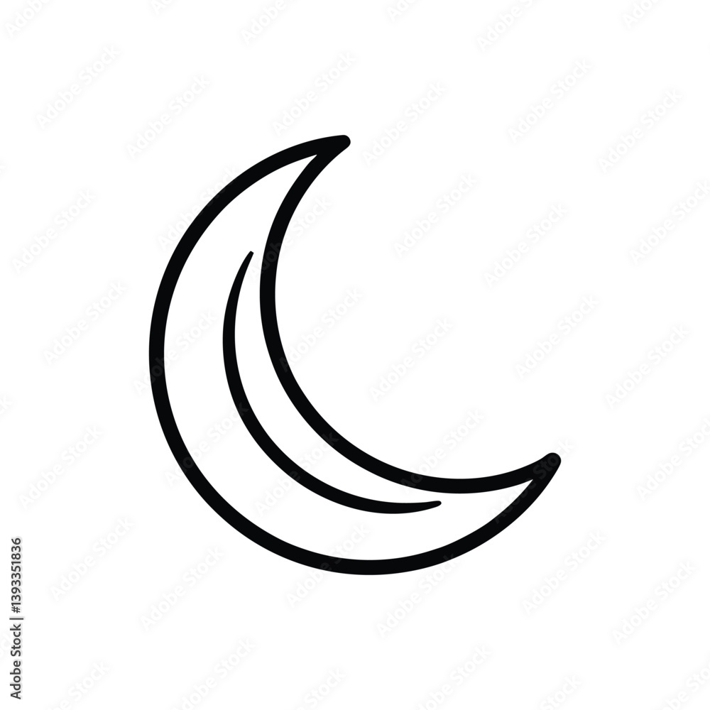 Moon Suitable Icon Black Outline Vector On White Background, moon icon Moon Suitable Icon Black Outline Vector On White Background, moon icon
