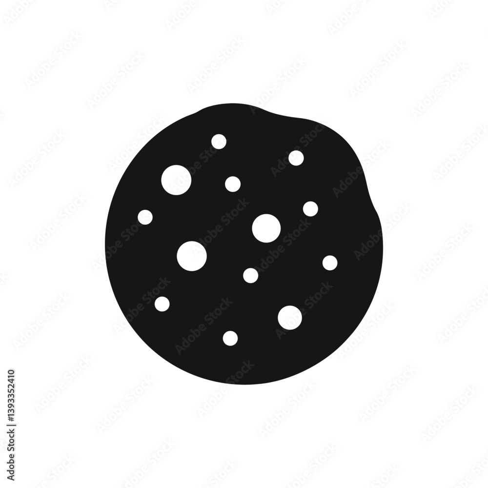 Fototapeta premium Single Chocolate Chip Cookie Icon on white background. 