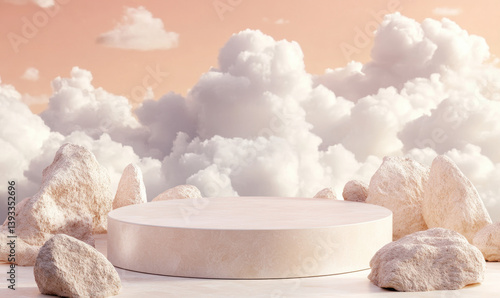 Pastel Clouds and Rocks Display Platform