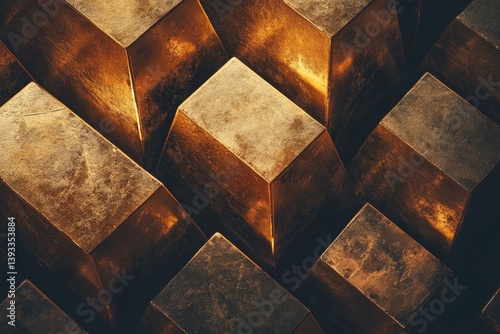 A pile of gold bars represents financial concepts, repeated as a pile of gold bars and financial concepts