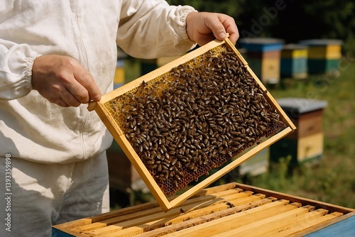 bee hives in the field