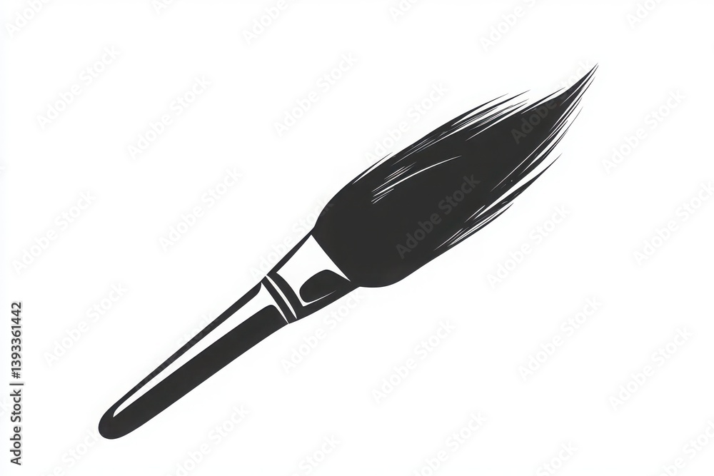Obraz premium A stylized illustration of a paintbrush on white canvas
