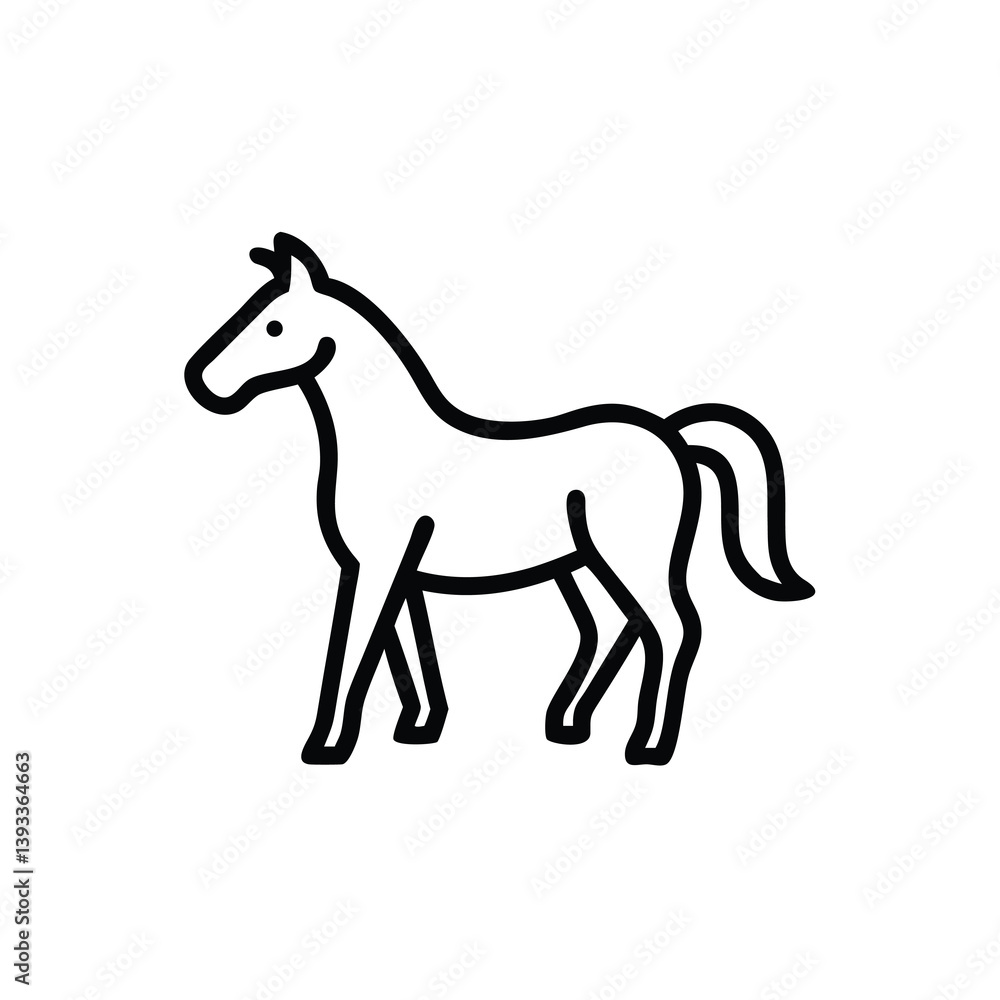 Elegant Horse Standing In Outline Style Minimalist And Simple Design Elegant Horse Standing In Outline Style Minimalist And Simple Design