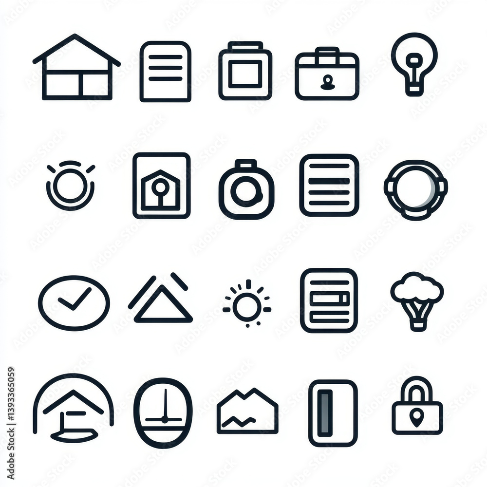 Set of Minimalist Line Icons for Modern Applications Set of Minimalist Line Icons for Modern Applications