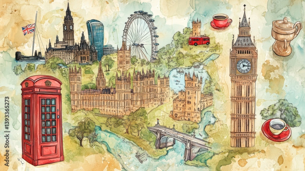Fototapeta premium UK watercolor background