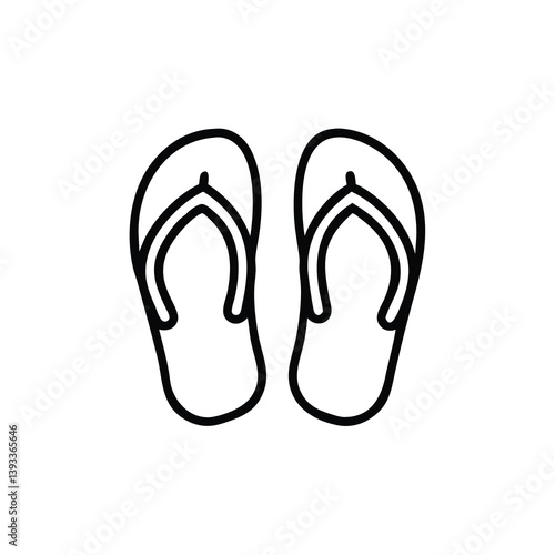 Simple Outline Illustration Of Flip Flops For Summer Beach Holiday Theme