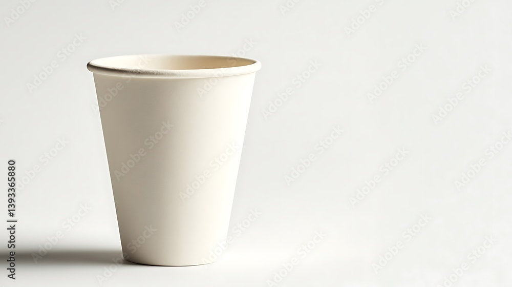 A biodegradable disposable drinking cup with an elegant tapered shape and smooth matte finish, ultra-HD, isolated on solid white background. A biodegradable disposable drinking cup with an elegant tapered shape and smooth matte finish, ultra-HD, isolated on solid white background.