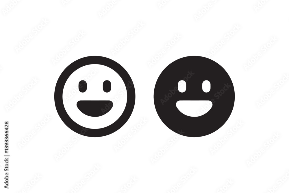 Fototapeta premium Happy face icons in black and white Vector