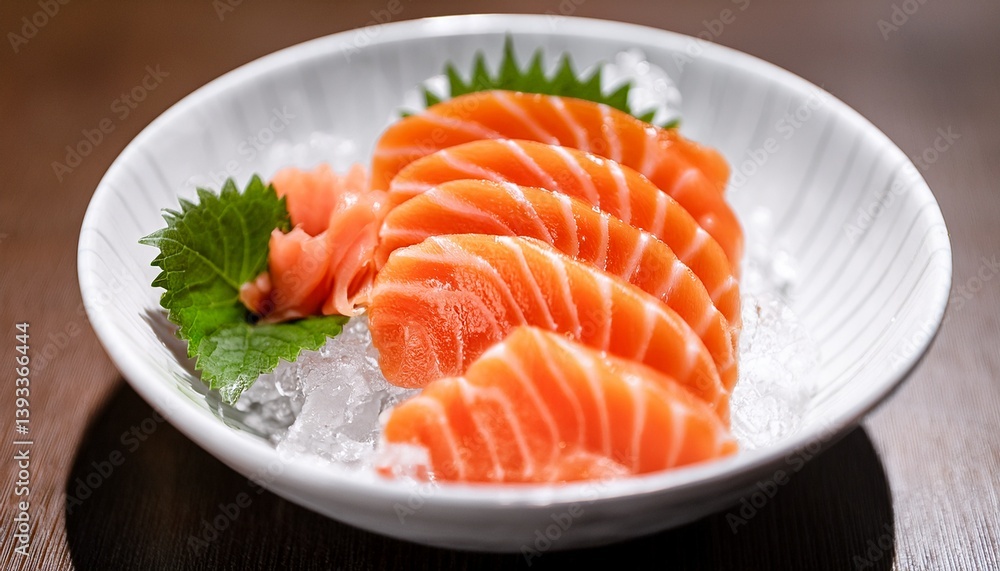 raw salmon slice or salmon sashimi and wasabi in japanese style fresh serve on ice in white bowl japanese traditional food or with low calories and high nutrition and healthy diet dish raw salmon slice or salmon sashimi and wasabi in japanese style fresh serve on ice in white bowl japanese traditional food or with low calories and high nutrition and healthy diet dish