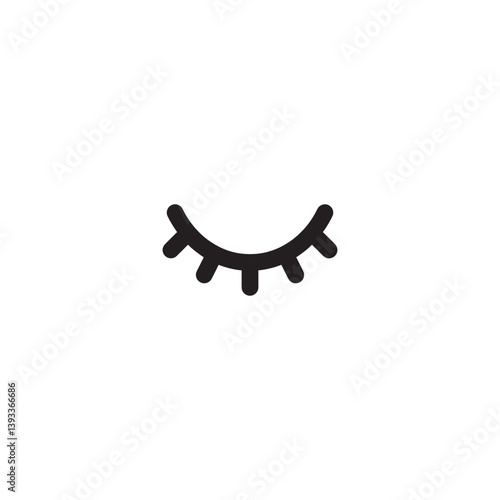 Closed eye icon with eyelashes symbol Vector