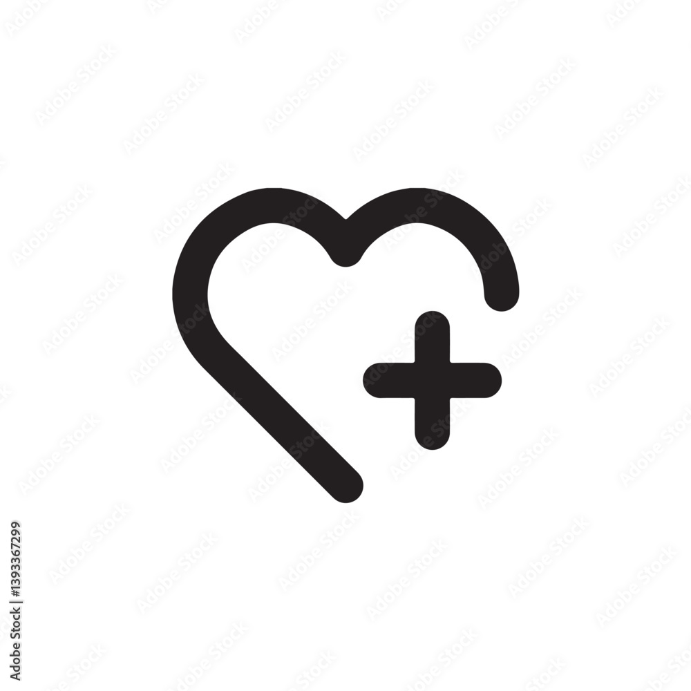 Medical heart icon with plus symbol Vector Medical heart icon with plus symbol Vector