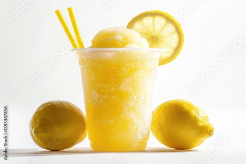 A refreshing lemon slush on isolated and white background 