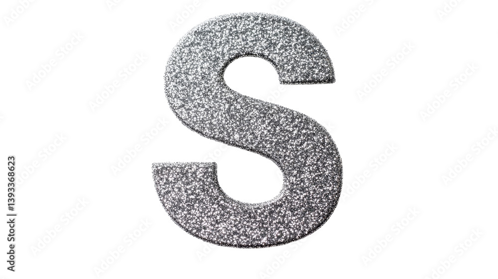 Silver glitter letter S, sparkling alphabet character, cut out transparent Silver glitter letter S, sparkling alphabet character, cut out transparent