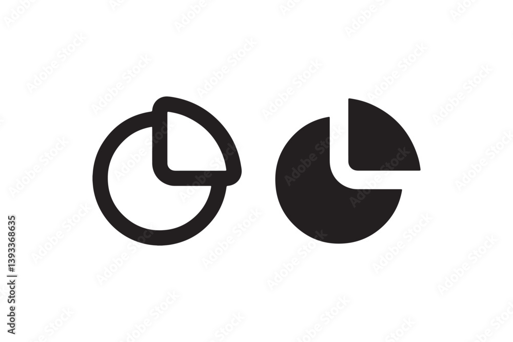 Pie chart icon in outline and solid style Vector Pie chart icon in outline and solid style Vector