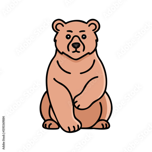 Cute brown bear illustration vector drawing animal wildlife cartoon design on transparent background