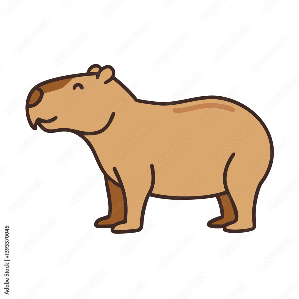Fototapeta premium Cute capybara cartoon vector illustration rodent animal drawing design art on transparent background