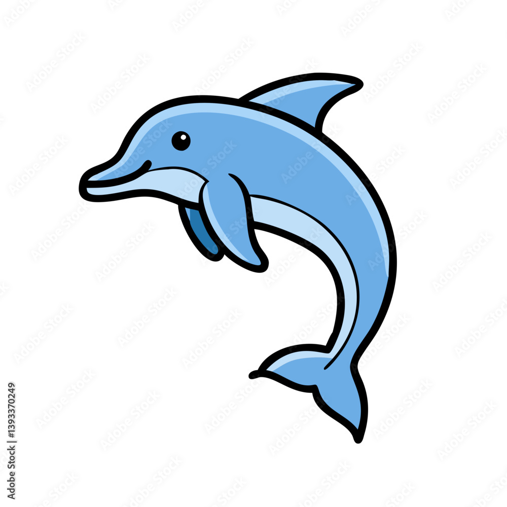 Naklejka premium Cute cartoon dolphin vector illustration for kids educational resources design on transparent background