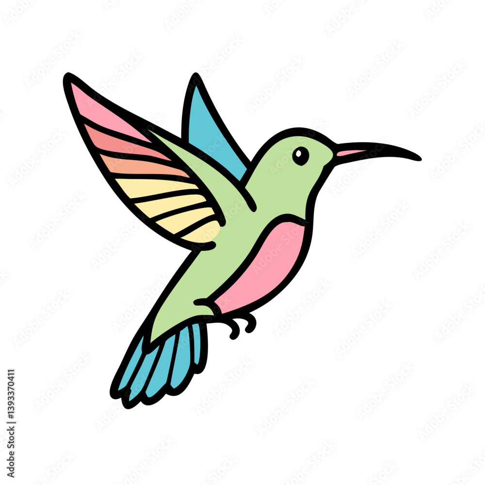 Obraz premium Cute colorful hummingbird illustration vector drawing for print and design use on transparent background