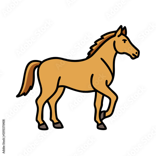 Illustration of a brown horse standing calmly detailed horse art design on transparent background