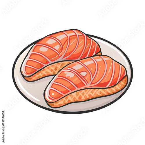 Delicious looking salmon sushi nigiri on a plate food japanese cuisine art on transparent background