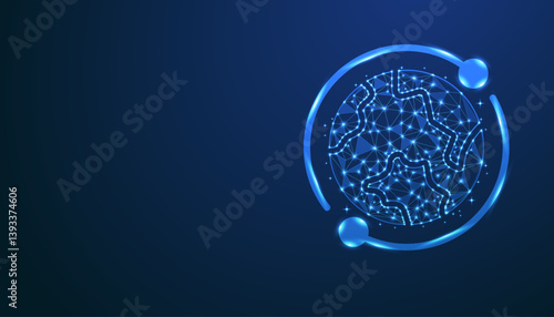 Low Poly Global Icon Background. Word globe icon design with neon lighting color concepts. Neon globe icon