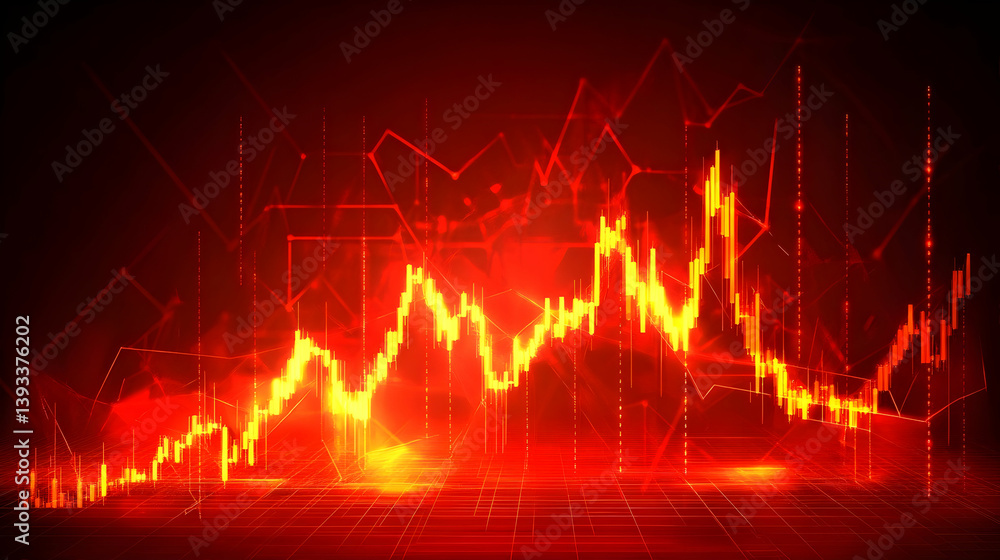 Abstract financial chart, red and yellow. Stock market graph, dynamic display. Graphic resource Abstract financial chart, red and yellow. Stock market graph, dynamic display. Graphic resource