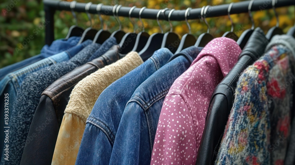 Obraz premium Assorted clothing items on hangers