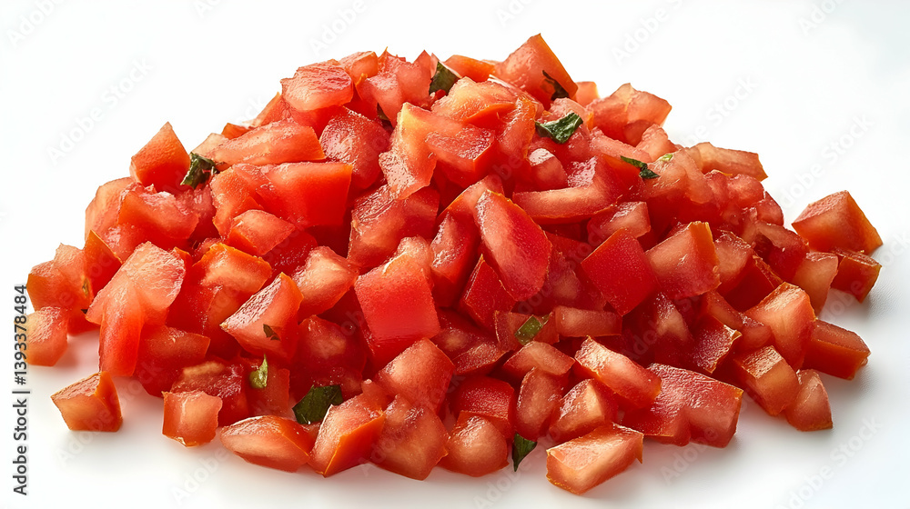 Diced Tomatoes on White Background for Cooking Diced Tomatoes on White Background for Cooking