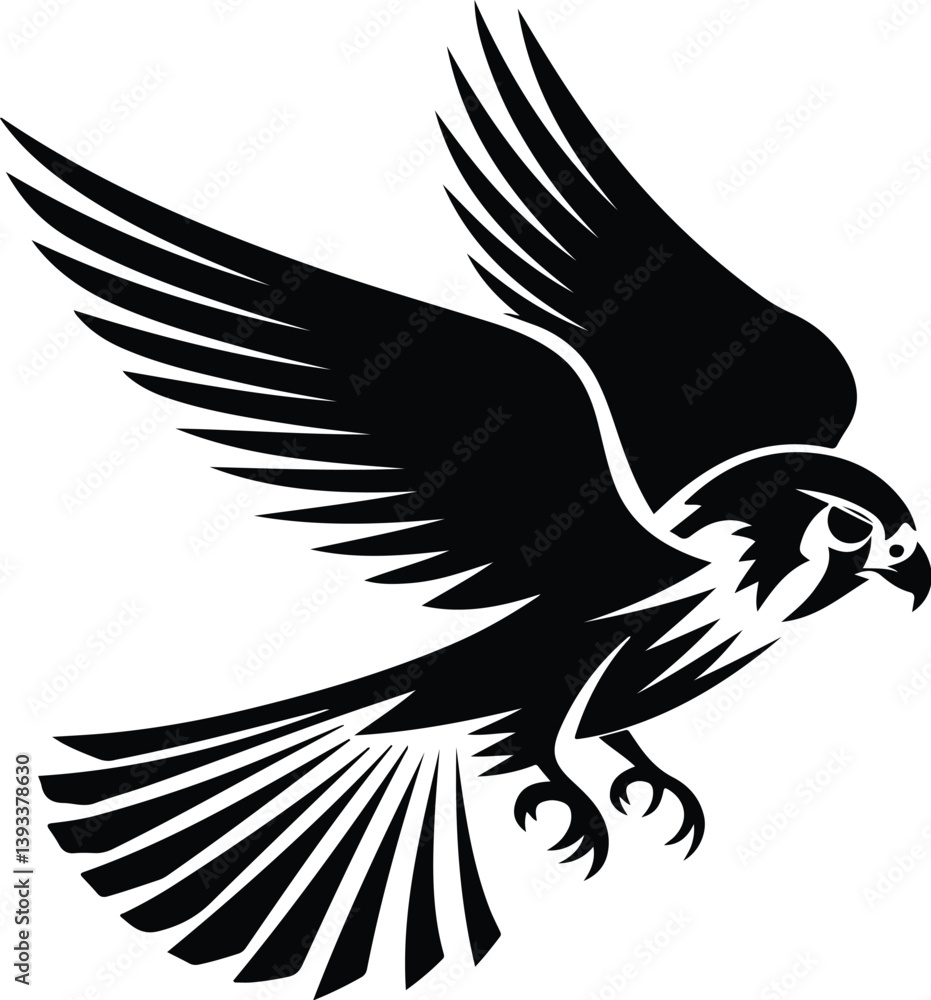 Fototapeta premium Kestrel Silhouette Set for Bird of Prey and Wildlife Designs Flying Kestrel Falcon Silhouettes for Nature and Hunting Projects